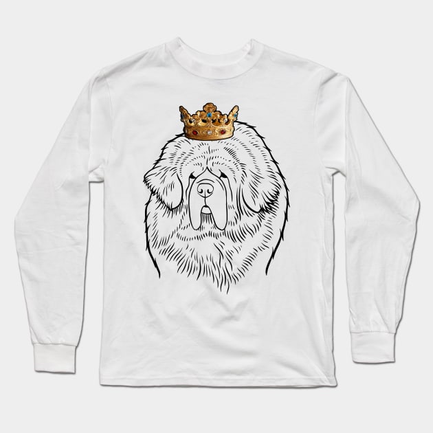 Tibetan Mastiff Dog King Queen Wearing Crown Long Sleeve T-Shirt by millersye